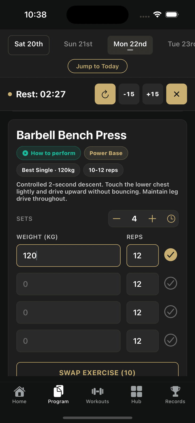 Smart exercise swap in a program session