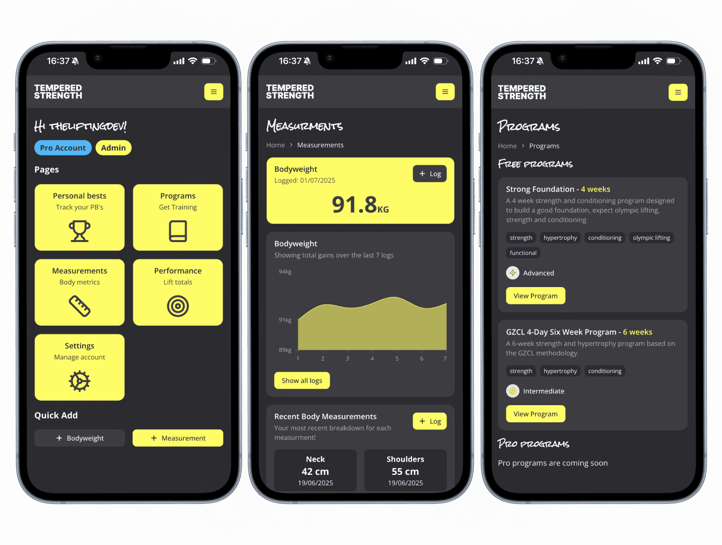 Tempered Strength mobile app preview